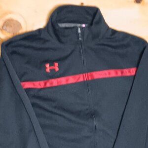 Under Armour Black Track Jacket w/ Red Stripes & Logo